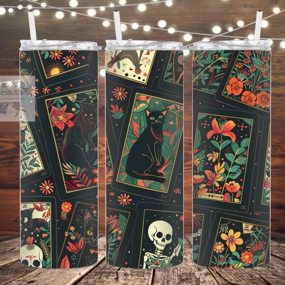 Eclectic Wallflower Other - Floral Tarot Metal Insulated Tumbler